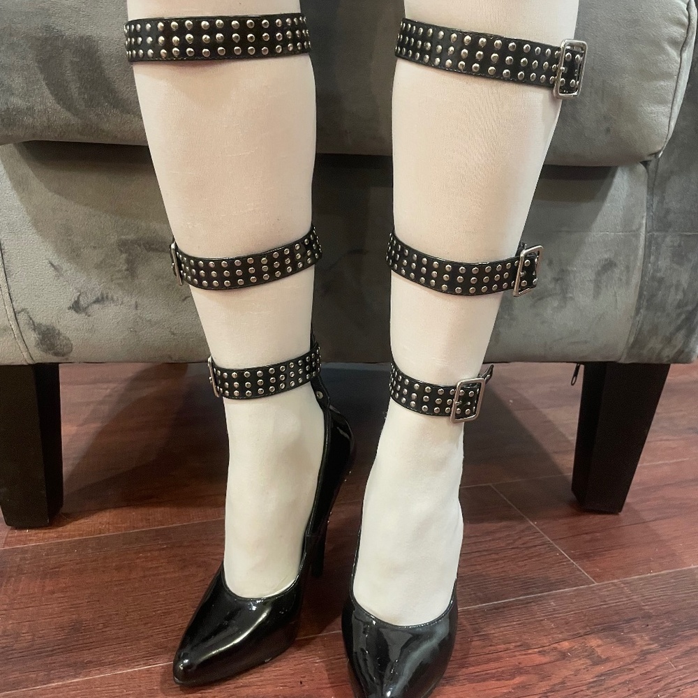 Vintage PLEASER Black Embellished 3 Strap Pumps